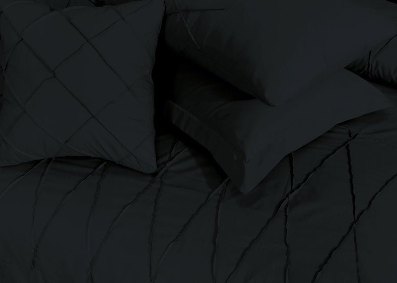 Sammy Cross Pleated Imperial Black - Bed Set (Luxury) - Windsorlino.com