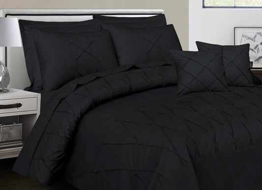 Sammy Cross Pleated Imperial Black - Bed Set (Luxury) - Windsorlino.com