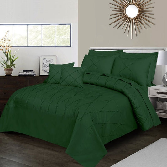 Sammy Cross Pleated Imperial Castleton Green - Bed Set (Luxury) - Windsorlino.com