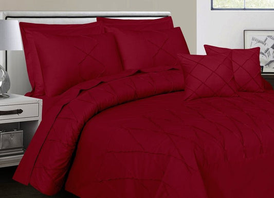 Sammy Cross Pleated Imperial Maroon - Bed Set (Luxury) - Windsorlino.com