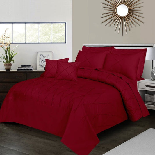 Sammy Cross Pleated Imperial Maroon - Bed Set (Luxury) - Windsorlino.com