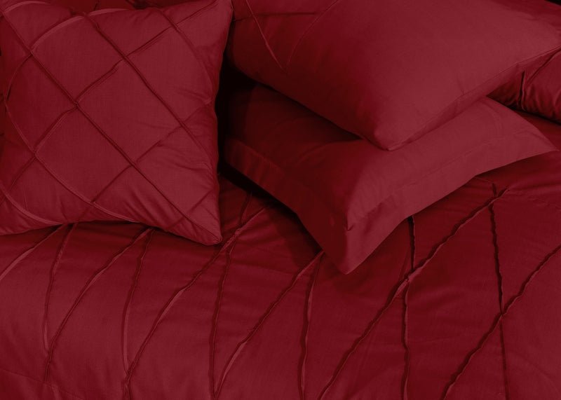 Sammy Cross Pleated Imperial Maroon - Bed Set (Luxury) - Windsorlino.com