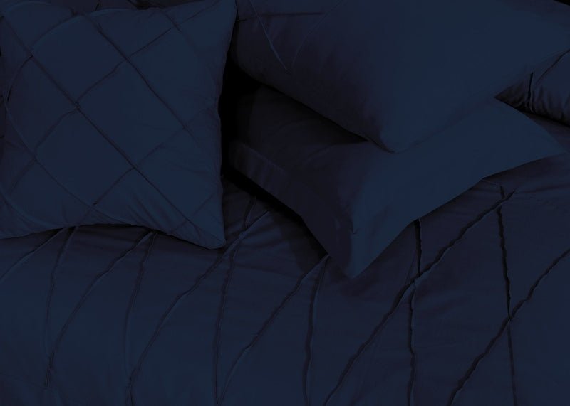 Sammy Cross Pleated Imperial Navy Blue - Bed Set (Luxury) - Windsorlino.com
