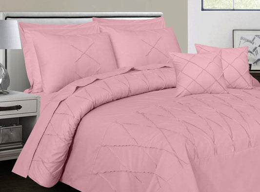 Sammy Cross Pleated Imperial Pink - Bed Set (Luxury) - Windsorlino.com