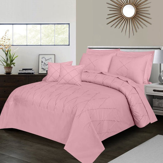 Sammy Cross Pleated Imperial Pink - Bed Set (Luxury) - Windsorlino.com