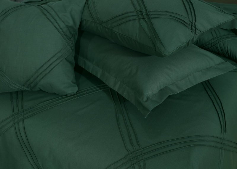Three Row Cross Pleated Imperial Castleton Green - Bed Set (Luxury) - Windsorlino.com