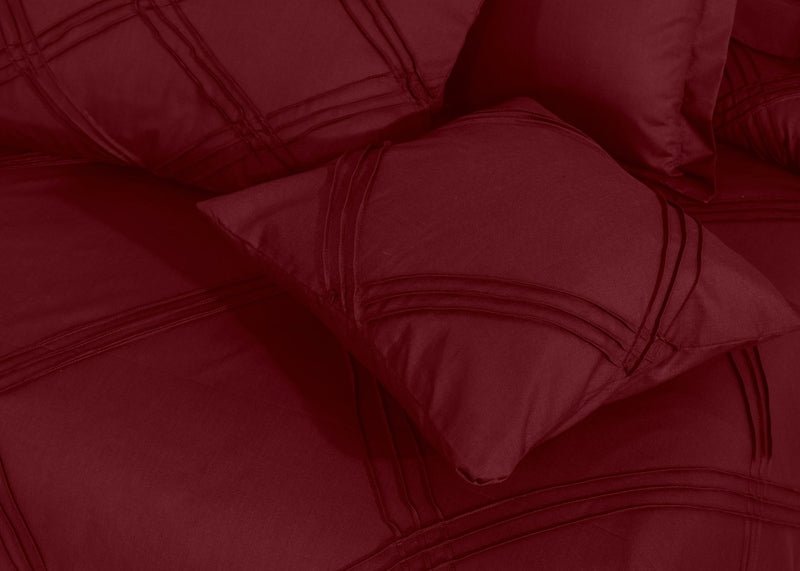 Three Row Cross Pleated Imperial Maroon - Bed Set (Luxury) - Windsorlino.com