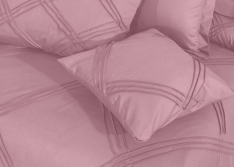 Three Row Cross Pleated Imperial Pink - Bed Set (Luxury) - Windsorlino.com