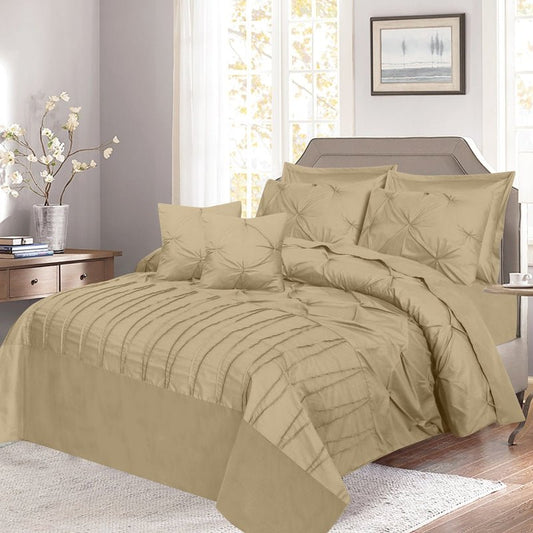 V Pin Tuck Imperial Beige - Bed Set (Luxury) - Windsorlino.com
