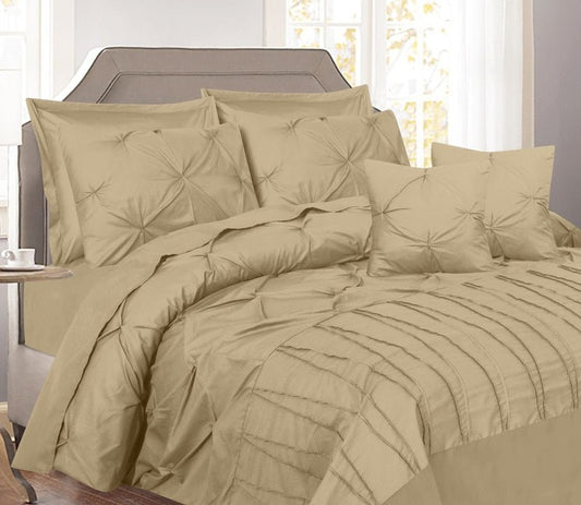 V Pin Tuck Imperial Beige - Bed Set (Luxury) - Windsorlino.com