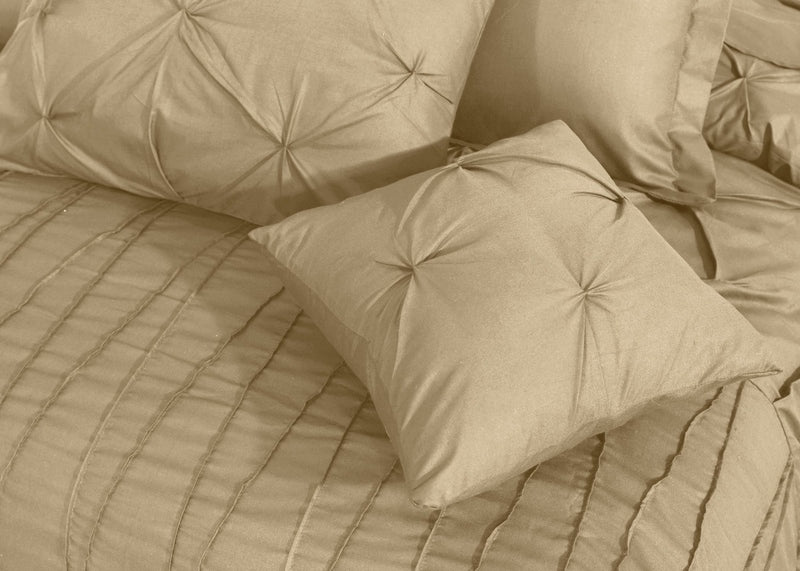 V Pin Tuck Imperial Beige - Bed Set (Luxury) - Windsorlino.com