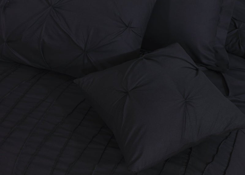 V Pin Tuck Imperial Black - Bed Set (Luxury) - Windsorlino.com