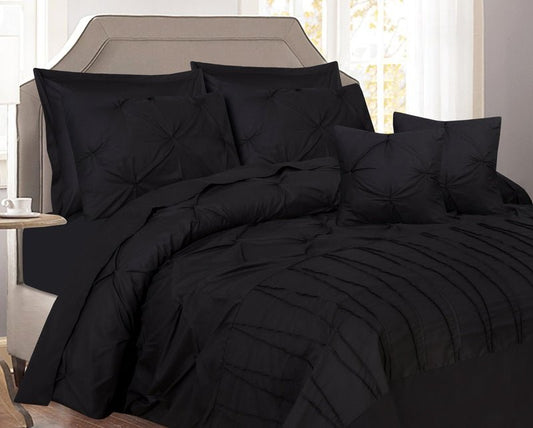 V Pin Tuck Imperial Black - Bed Set (Luxury) - Windsorlino.com