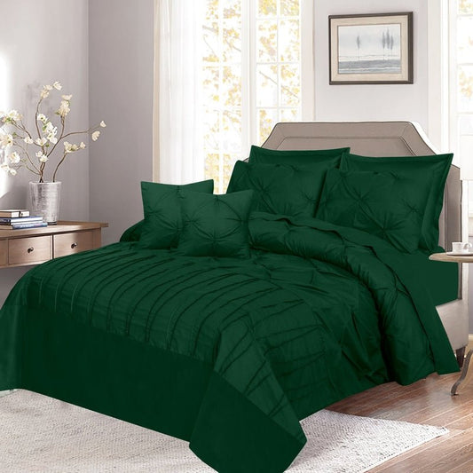 V Pin Tuck Imperial Castleton Green - Bed Set (Luxury) - Windsorlino.com