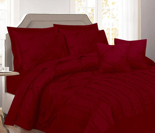 V Pin Tuck Imperial Maroon - Bed Set (Luxury) - Windsorlino.com