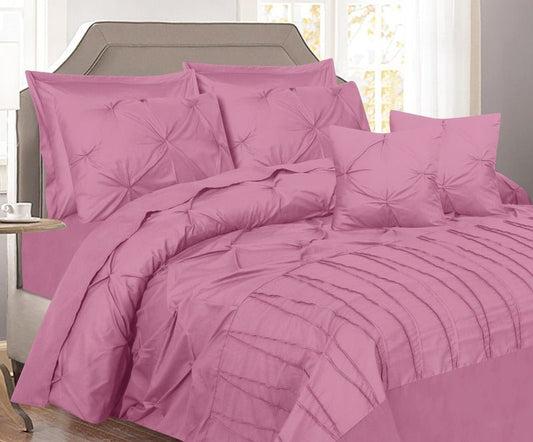 V Pin Tuck Imperial Pink - Bed Set (Luxury) - Windsorlino.com