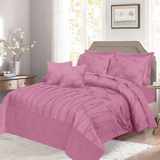 V Pin Tuck Imperial Pink - Bed Set (Luxury) - Windsorlino.com