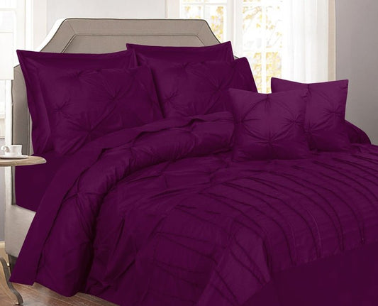 V Pin Tuck Imperial Plum - Bed Set (Luxury) - Windsorlino.com