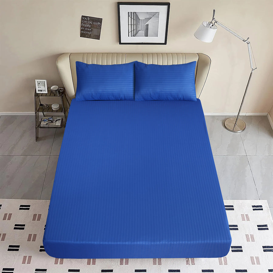 Light Blue Stripe-Luxury Fitted Sheet