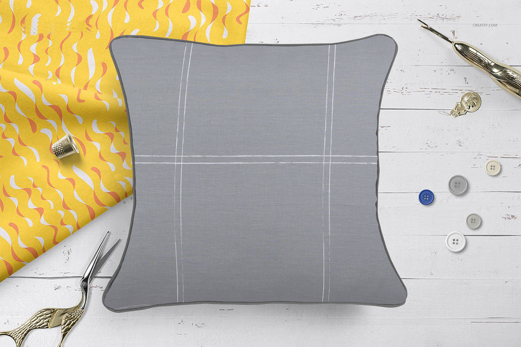 Grey Piping-Cushion Covers Pack of Two