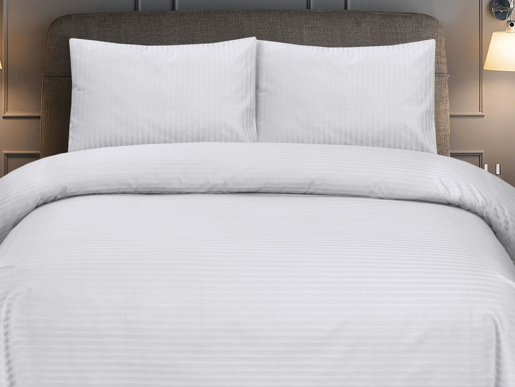 White Stripe Satin-Bed Sheet Set