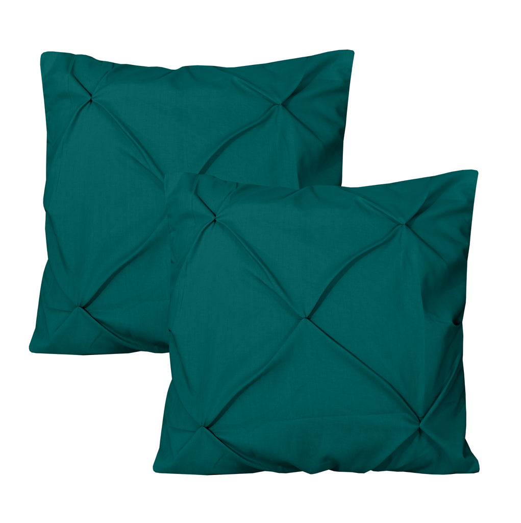Teal Pin Tuck-Cushion Covers Pack of Two