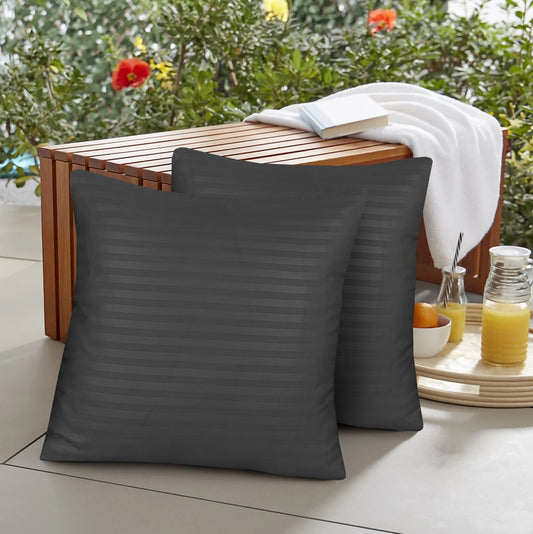 Grey Stripe-Cushion Covers Pack of Two