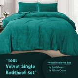 Teal Velvet-Luxury Bed Sheet Set