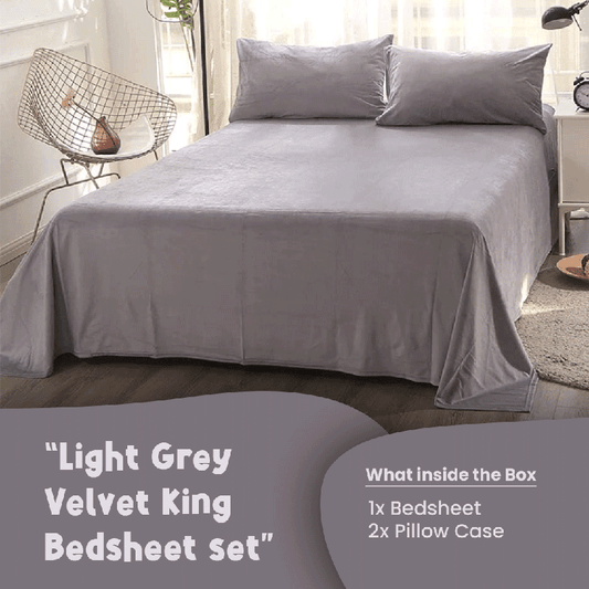 Light Grey Velvet-Luxury Bed Sheet Set