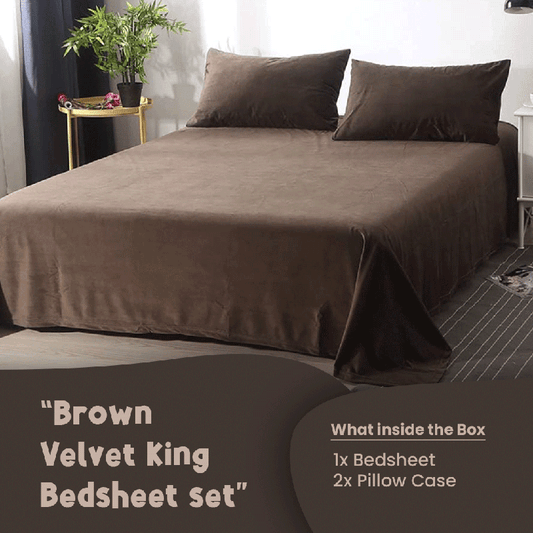 Brown Velvet-Luxury Bed Sheet Set
