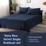 Navy Blue Velvet-Luxury Bed Sheet Set