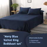 Navy Blue Velvet-Luxury Bed Sheet Set