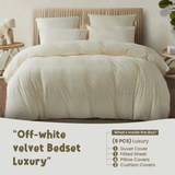 Off White Velvet-Bed Set 8 Pcs (Luxury)