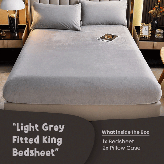 Light Grey Velvet-Luxury Fitted Sheet