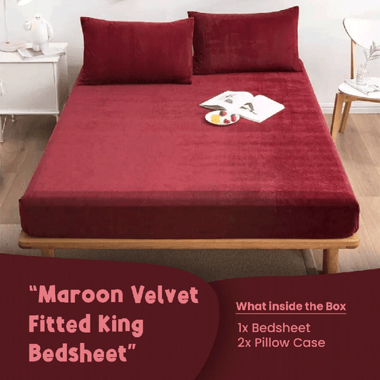 Maroon Velvet-Luxury Fitted Sheet