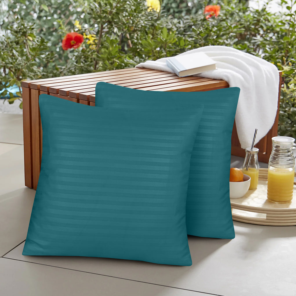 Teal Stripe-Cushion Covers Pack of Two