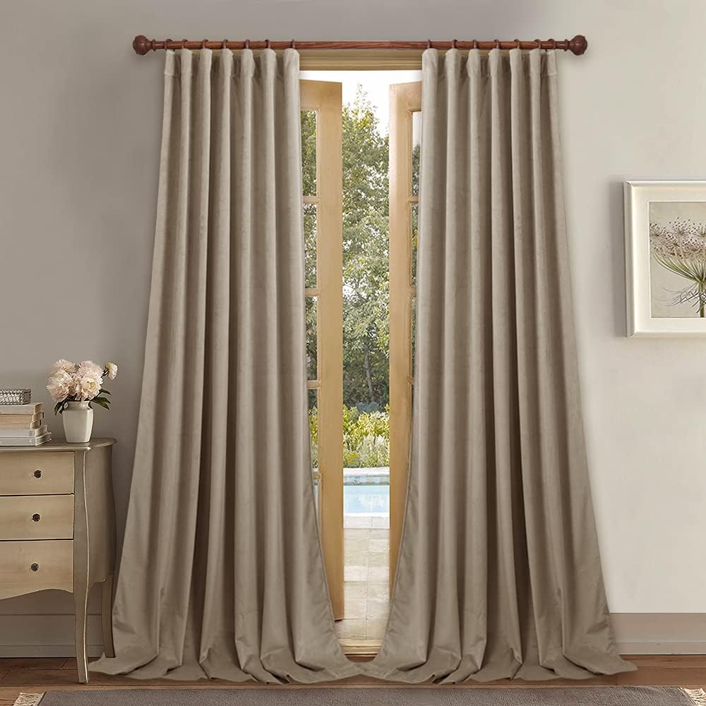 Camel Beige-Velvet Window Curtains (Ultra Soft)