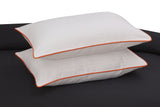 White Stripes (Orange Piping)-Pack of 2 Pillow Cases