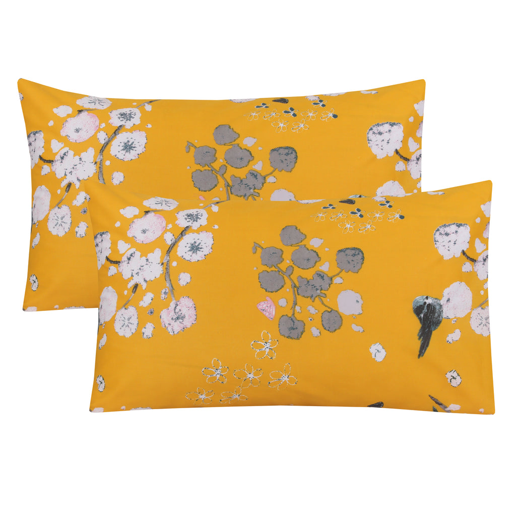 Ochre Floral-Pack of 2 Pillow Cases