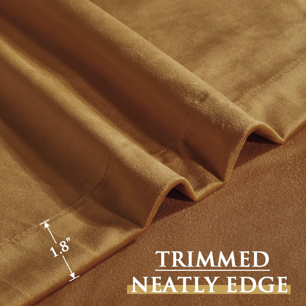 Gold Brown-Velvet Window Curtains (Ultra Soft)