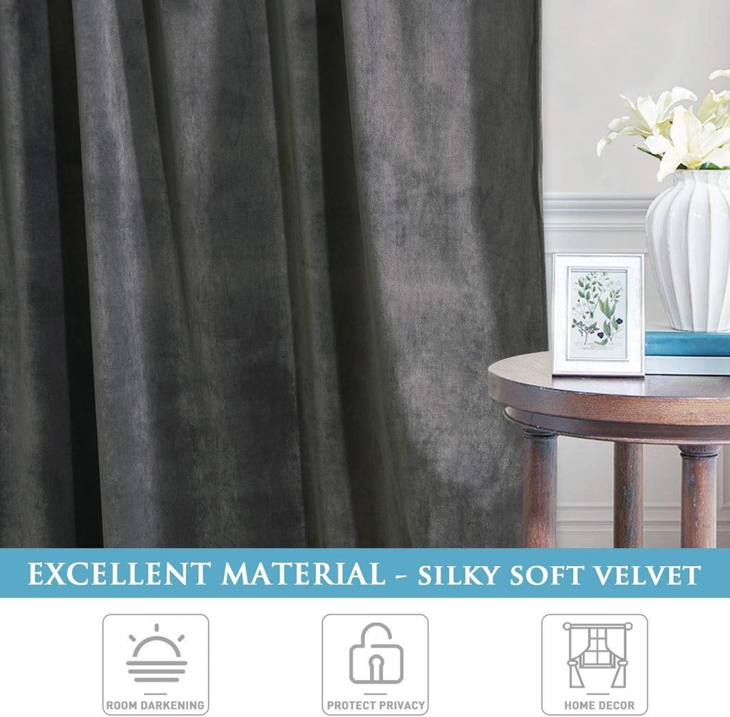 Grey-Velvet Window Curtains (Ultra Soft)
