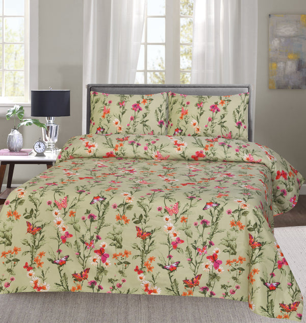 offwhite multi floral cotton bed sheet design in pakistan