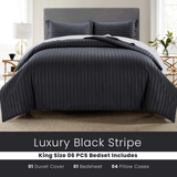 Black Stripe-Bed Set 6 Pcs (Luxury)