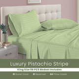 Pistachio Stripe-Bed Set 6 Pcs (Luxury)