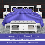 Light Blue Stripe-Bed Set 6 Pcs (Luxury)