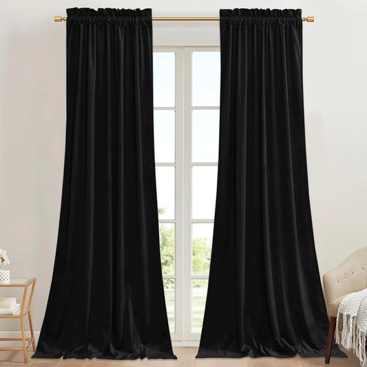 black curtains