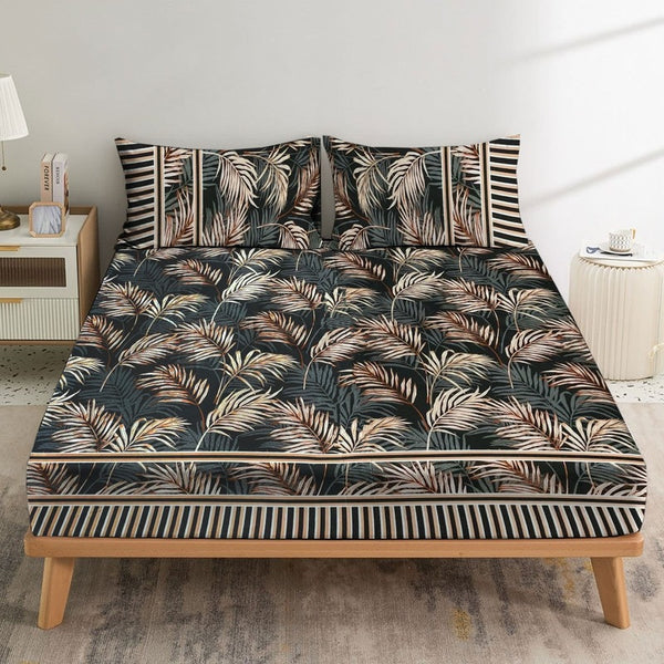 Black Leaves - Fitted Sheet Set