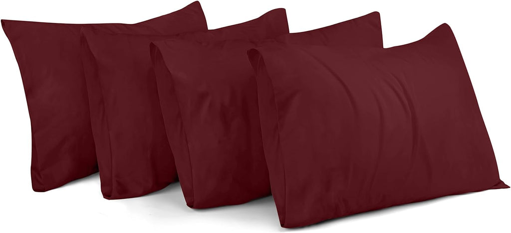 Burgundy Plain Pillow Case-Pack of 4