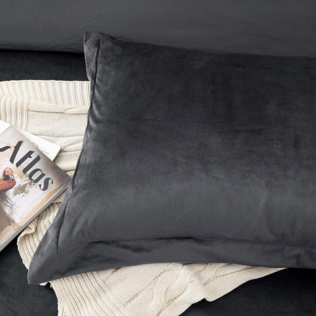 Grey Velvet-Bed Set 8 Pcs (Luxury)
