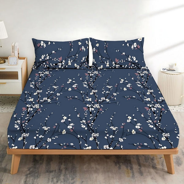 Floral Navy - Fitted Sheet Set